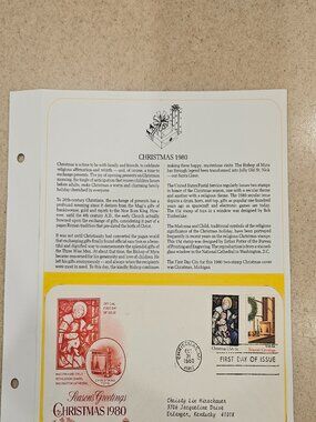 RARE COLLECTIBLE USPS 1ST DAY ISSUE COVER CHRISTMAS 1980 SEASONS GREETINGS STAMP